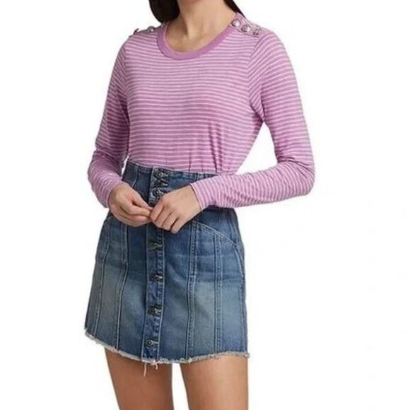 Veronica Beard Annemarie Striped Long Sleeve T-Shirt in Orchid Size XS - Picture 1 of 16